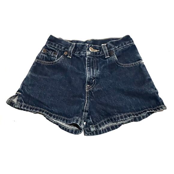 Levi's Dark Blue Wash Denim Jean Shorts Girls Size 8 - Picture 1 of 5